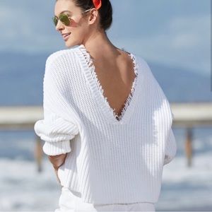 525 America Karrah Cotton Distressed Two-Way Sweater